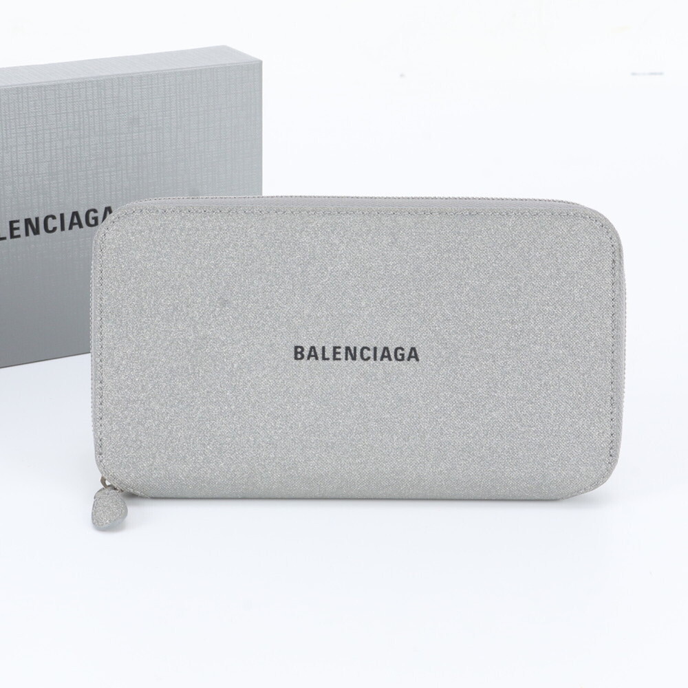 Balenciaga Cash Continental 594290 Leather Long Wallet, Round Zipper, Men's